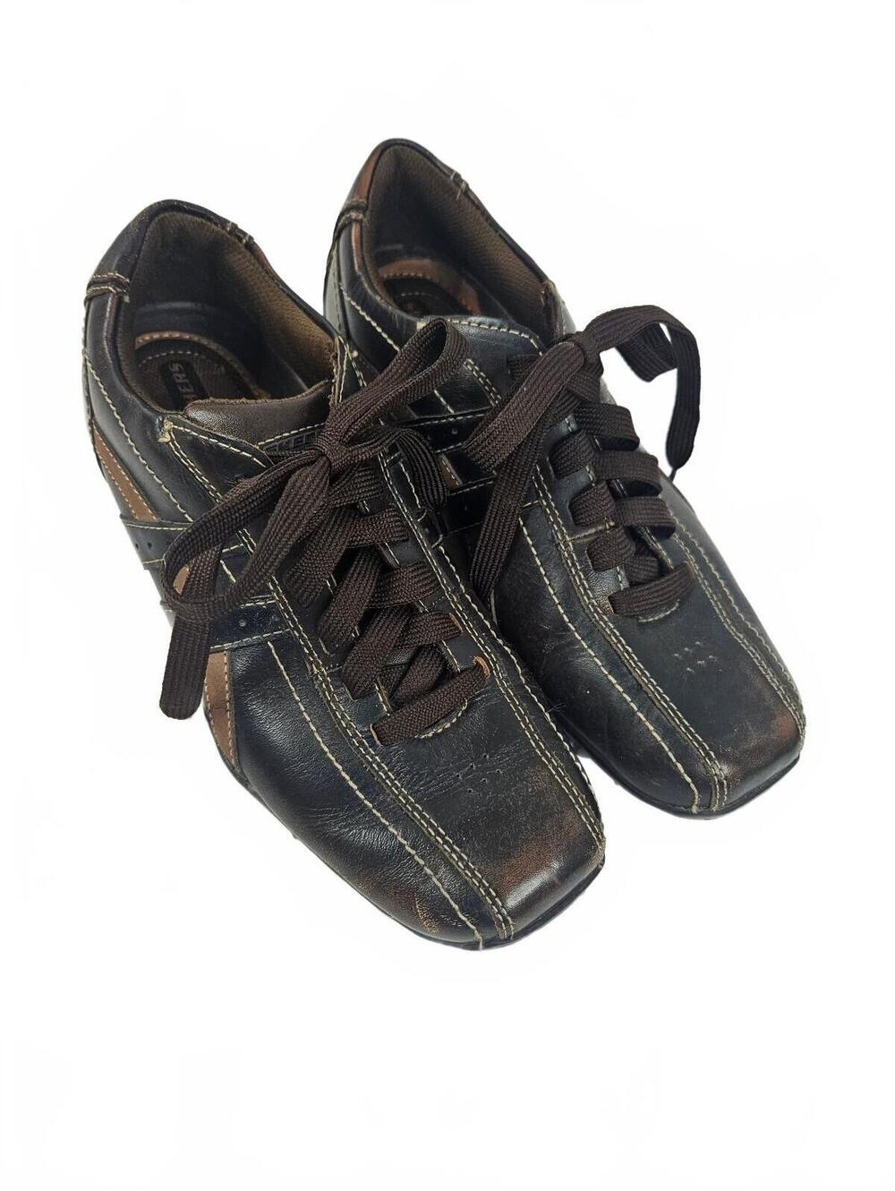 Skechers Relaxed Fit Brown Leather Casual Sneakers Men's Size 9.5-Fall Fit!